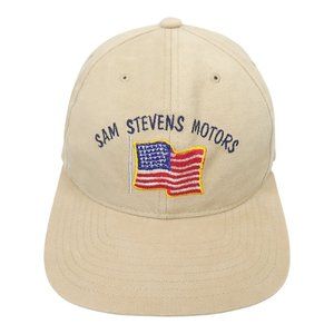 Sam Stevens Motors Strapback Cap Brushed Cotton Trucker Baseball Flag Hat Khaki